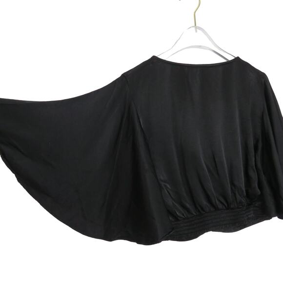 Express Black Tie Front Crop Top Satin Butterfly Top Cute Medium - Picture 6 of 10
